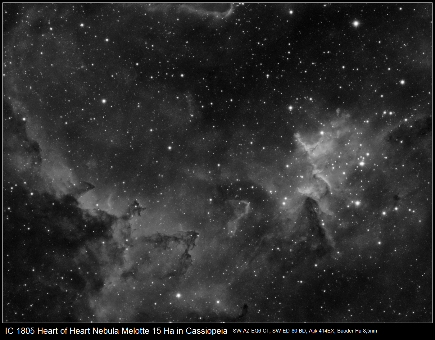 IC 1805 Melotte 15 in Heart Nebula Ha
