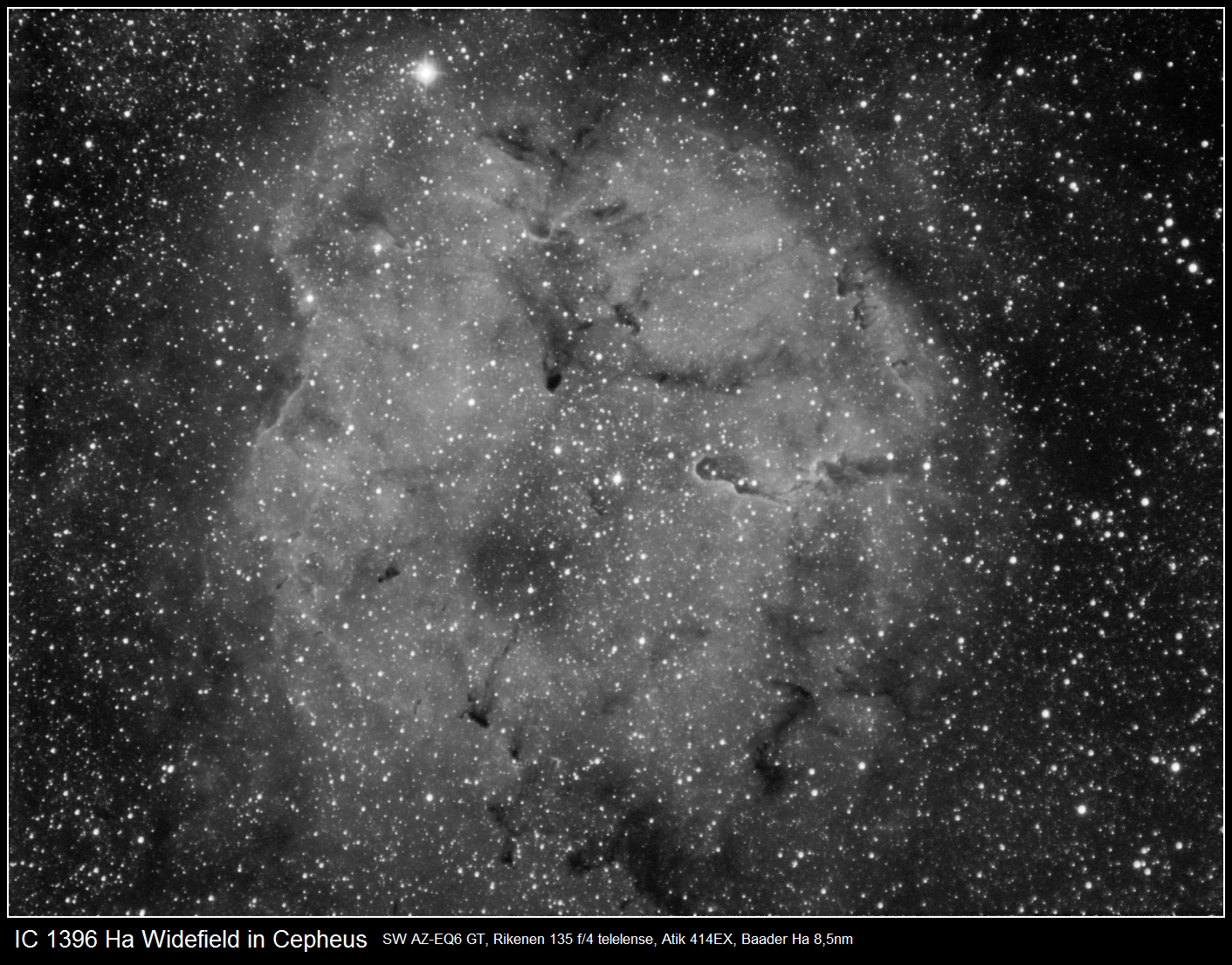 IC 1396 Ha in Cepheus Widefield Image